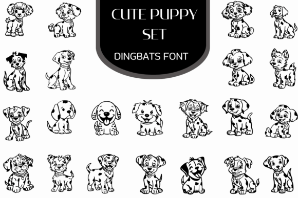 Cute Puppy Set: A Dingbats Font for Joyful Designs